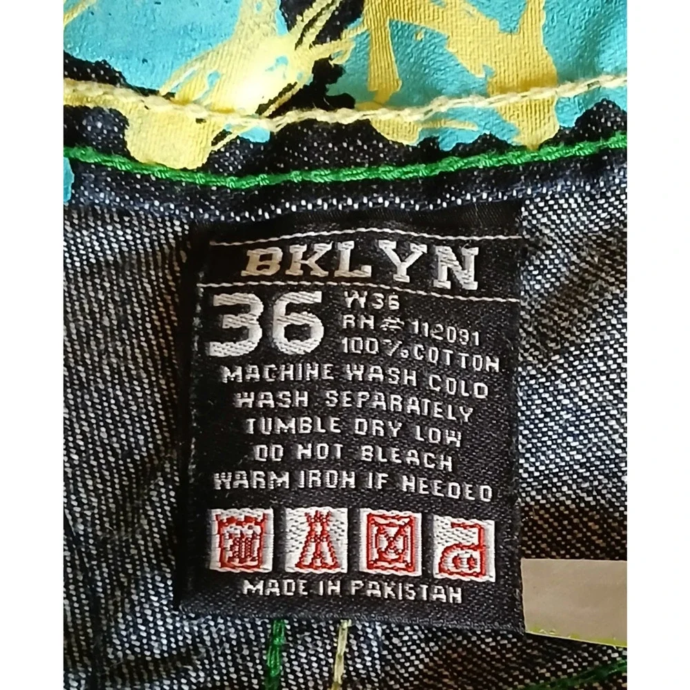 Brooklyn Xpress Men's Denim Shorts Size 36 Baggy Hip Hop Jeans-Missing Button‎